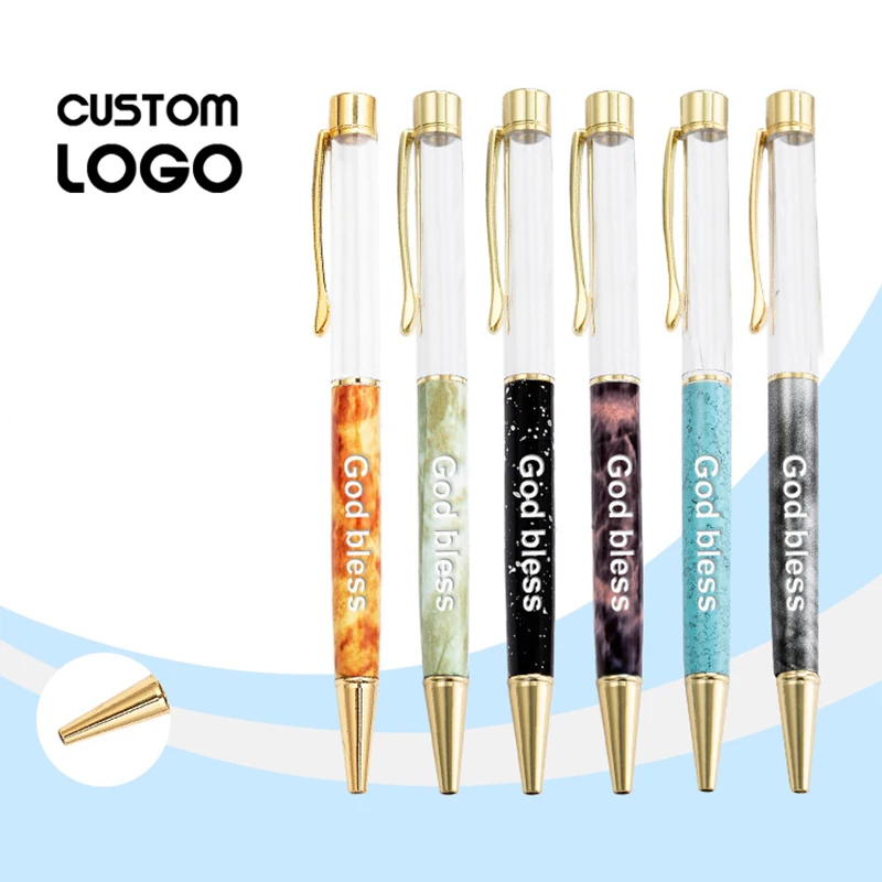 

Free Custom Company LOGO Creative Cute DIY Amber Ballpoint Pen Engraving Name Office Stationery Advertising Supplies Pen