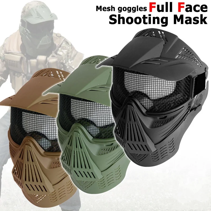 Tactical Paintball Mask Full Face Metal Steel Mesh Goggle Mask Shooting Hunting Wargame Protection Military Army Airsoft Masks v3 fencing full face tactical paintball mask metal steel mesh hunting shooting cs wargame military combat gear airsoft masks