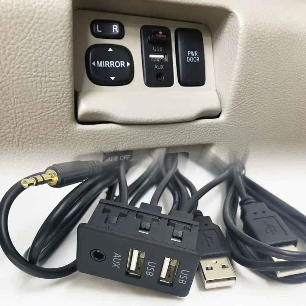 

3 Styles Car Dash Flush Mount AUX USB Port Panel Auto Boat Dual USB Extension Cable Adapter for Volkswagen Toyota