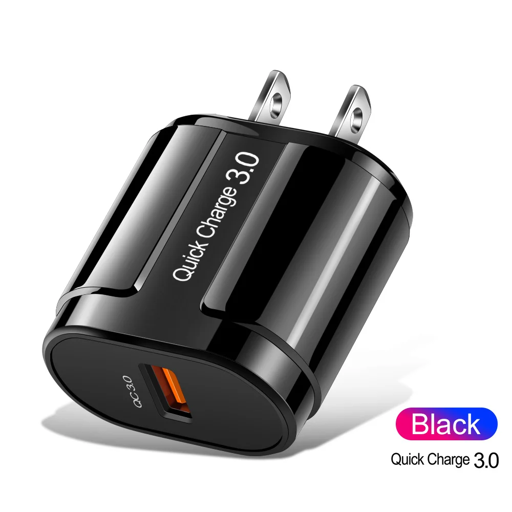 US Black Зарядное устройство OLAF Quick Charge QC 3,0 USB US EU UK Универсальное зарядное устройство для мобильного телефона настенное зарядное устройство USB адаптер для iPhone samsung Xiaomi - Тип штекера: US Black