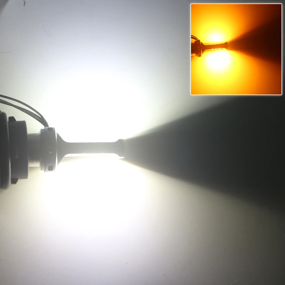 

1 комплект светодиодных автомобильных DRL указателей поворота 2 в 1 BA15S BAU15S PY21W Canbus 3535 без Hyperflash T20 7440 w21w двухцветный 12SMD белый янтарь 12 В