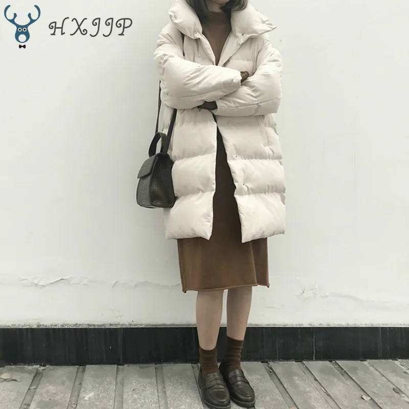 HXJJP Thick  Jacket Women Winter 2022 Outerwear Coats Female Long Casual Warm Oversize Puffer Jacket Parka Branded