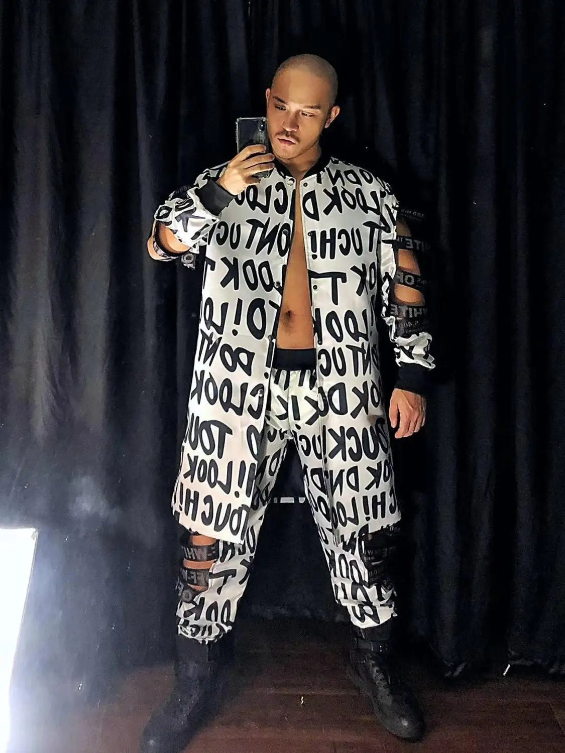 Новый ночной клуб бар мужской певец DJ хип-хоп рок с вырезами пиджак брюки Мужской