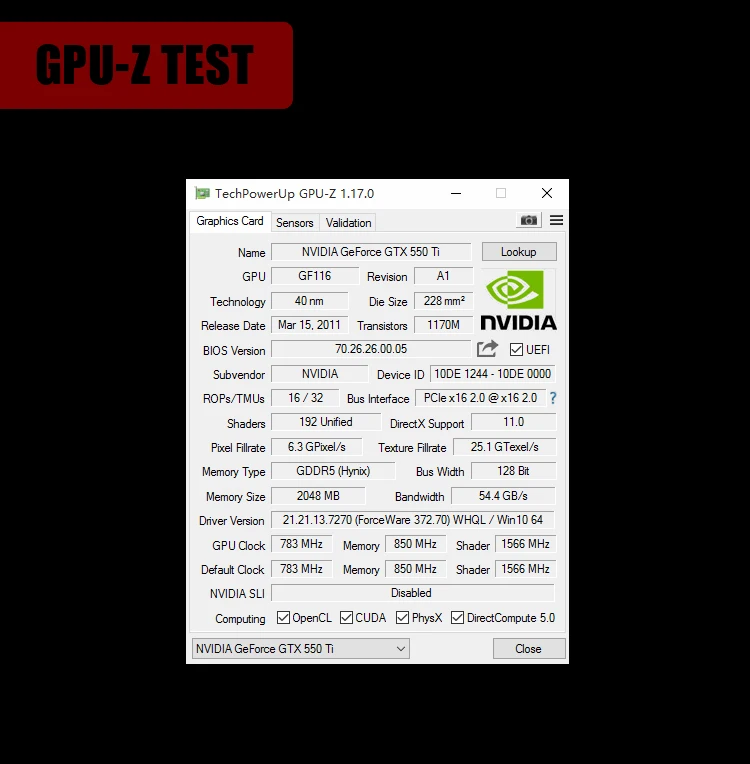 VEINEDA видеокарта GPU GTX550Ti 2 ГБ GDDR5 128 бит 783/3400 МГц для NVIDIA GeForce GTX550Ti 2 Гб