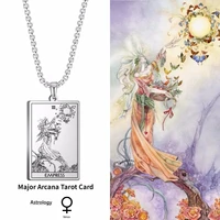 major arcana tarot card empress pendant necklaces vintage stainless steel amulet charms chain witchcraft zodiac necklace jewelry