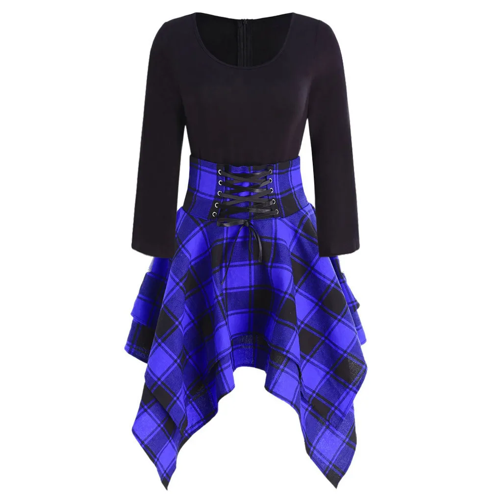 Фото FREE OSTRICH Dress Women Strap Long Sleeve O-Neck Irregular Plaid Print Sashes Expensive Autumn Noble Popular Short Winter Женская FREE OSTRICH Dress Women Strap Long Sleeve O-Neck Irregular Plaid Print Sashes Expensive Autumn Noble Popular Short Winter Женская