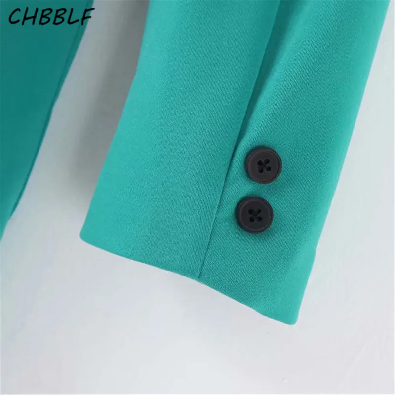 CHBBLF women basic solid blazer notched collar long sleeve pockets jacket female stylish outwear tops XDL2240