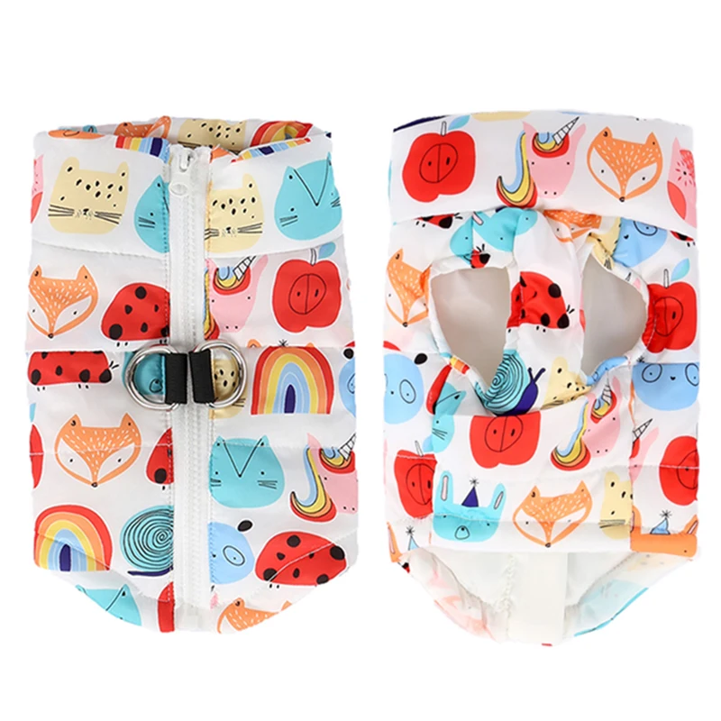 

Жилет на молнии для французского бульдога мопса, водонепроницаемая куртка для домашних животных, зимняя теплая одежда для собак с принтом д...