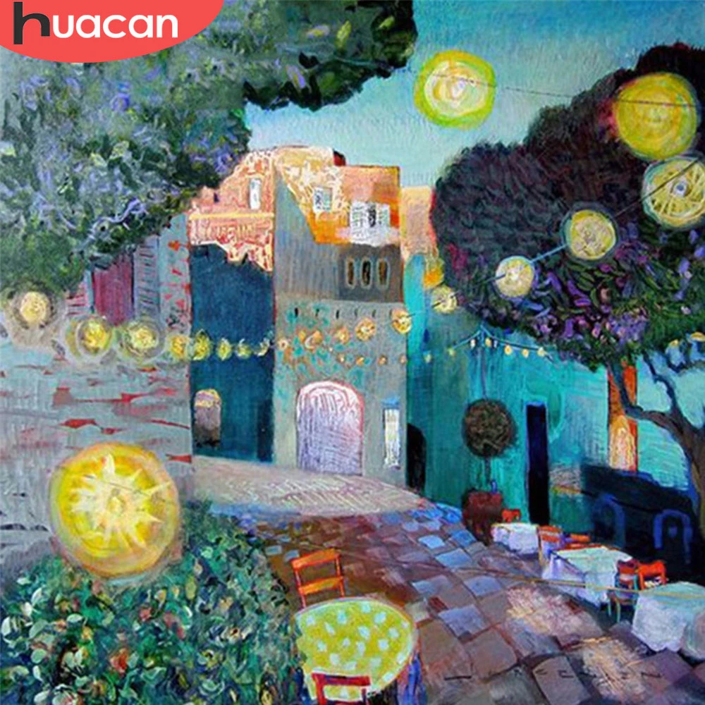 

HUACAN 5d Diamond Painting Cartoon Landscape DIY Diamond Embroidery Cross Stitch House Mosaic Picture Home Decor Craft Kit
