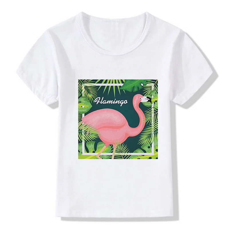 Новая летняя футболка для мальчиков детские фламинго с короткими рукавами и