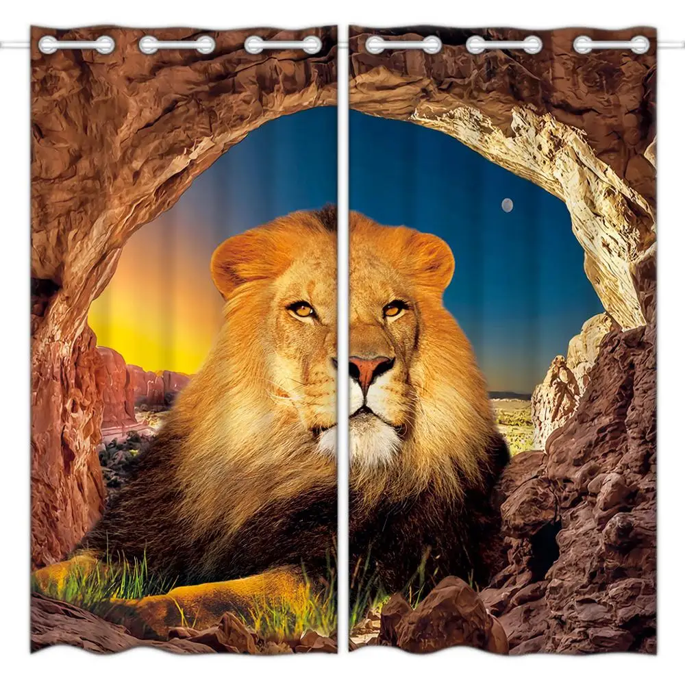 

Hommomh blackout curtain (2 pages) top perforated bedroom quality curtain cave lion