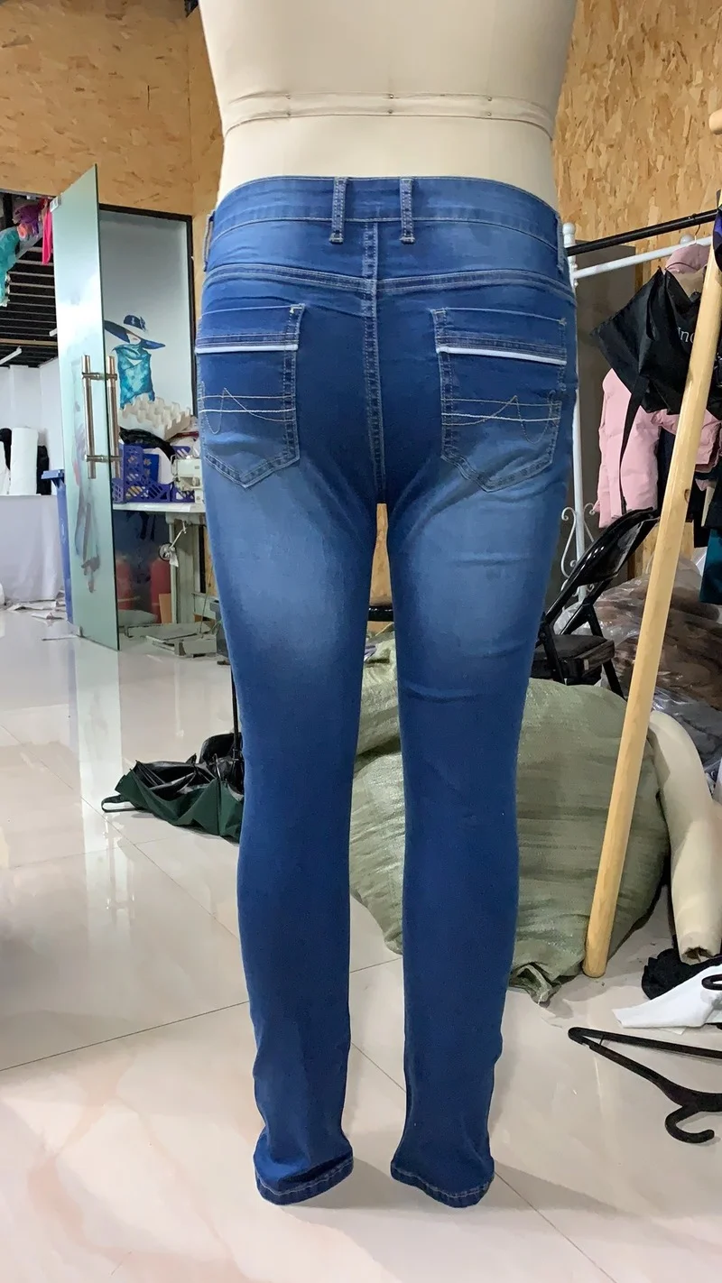 

WEPBEL Men Fashion Casual Straight Denim Pants Vintage Jeans Trousers Plus Size