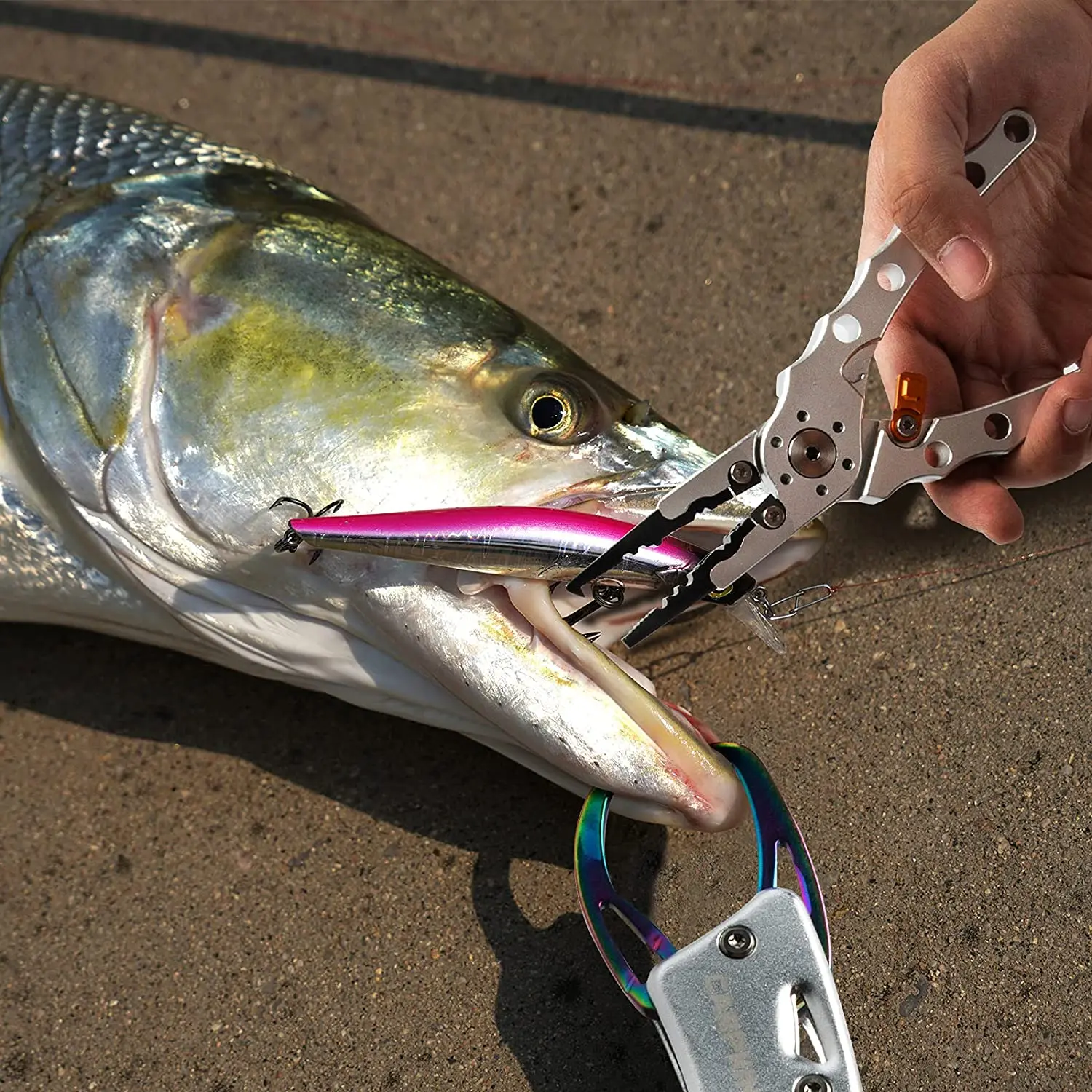 Fishing Tool Kit Aluminum Fishing Pliers Fishing Scissor Hook Remover Split Ring Fly Fishing Gear Fishing Gift Fish Lip Gripper images - 6