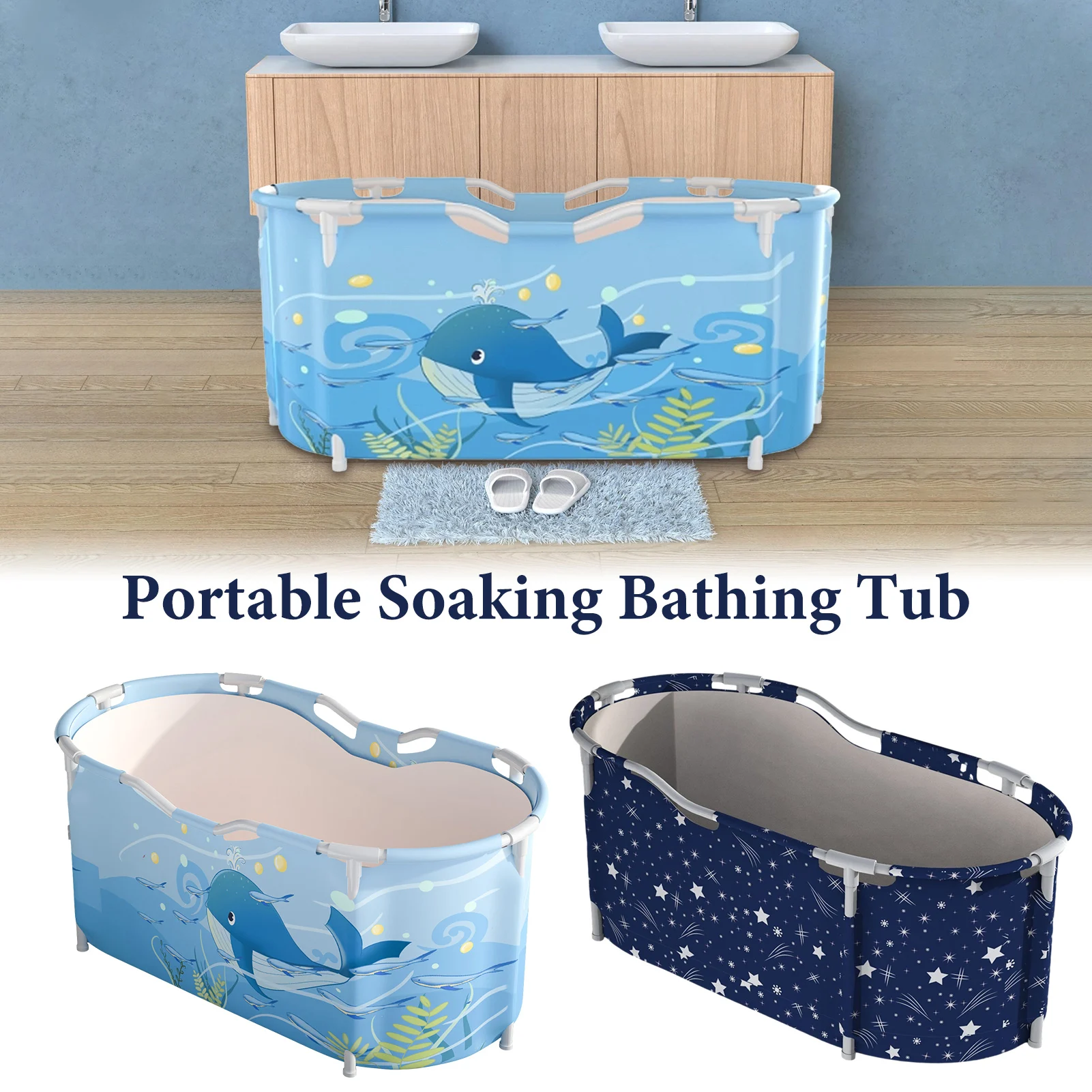

2021 Folding Bathtub Adult Household Bath Barrel Double Foldable Bath Tub Portable Peach Skin SPA Bath Tub With Lid Home Sauna