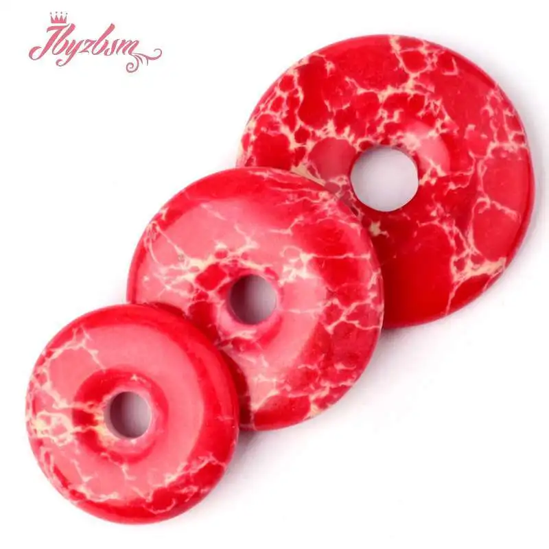 

25,30,35mm Donut Rings Red Sea Sedimen Stone Loose Beads for DIY Accessories Charms Necklace Bracelet Jewelry Making 1 Pcs