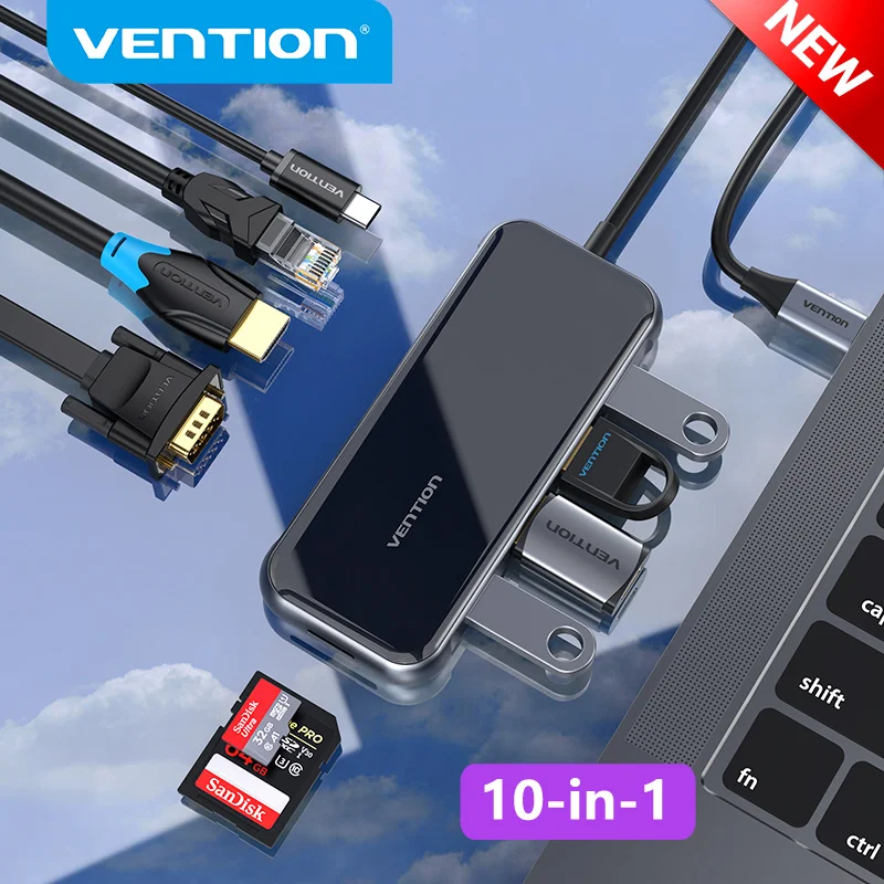 USB-хаб Vention с Type-C 4K HDMI RJ45 VGA мультиusb 3 0 PD-адаптер для MacBook Pro 2020 USB-C 1 разветвитель 10 в