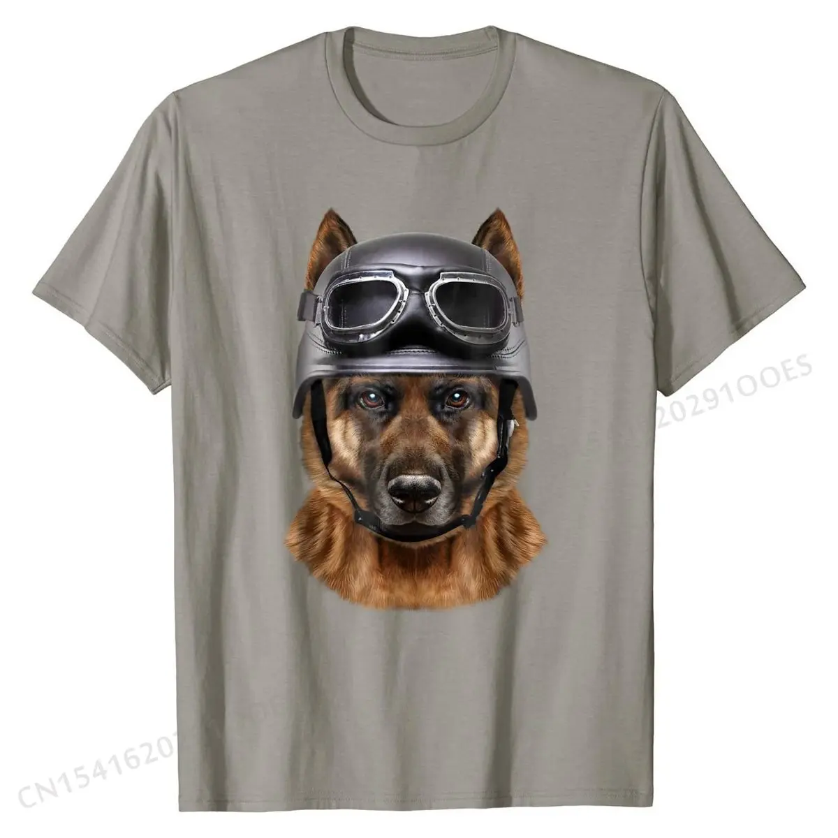

German Shepherd Dog Biker in Motorcycle Helmet, T-Shirt Cheap Normal T Shirt Cotton Men T Shirt Normal