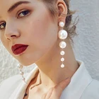 Серьги женские длинные на шнурке с искусственным жемчугом