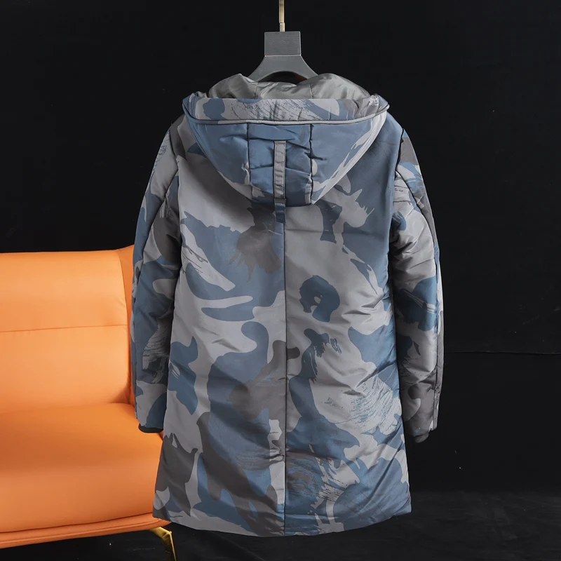 New Fashion 2021 Men's Winter Duck Down Coat & Jacket Camouflage Printed Male Long Parkas Outerwear Plus Oversized 3XL XXXL