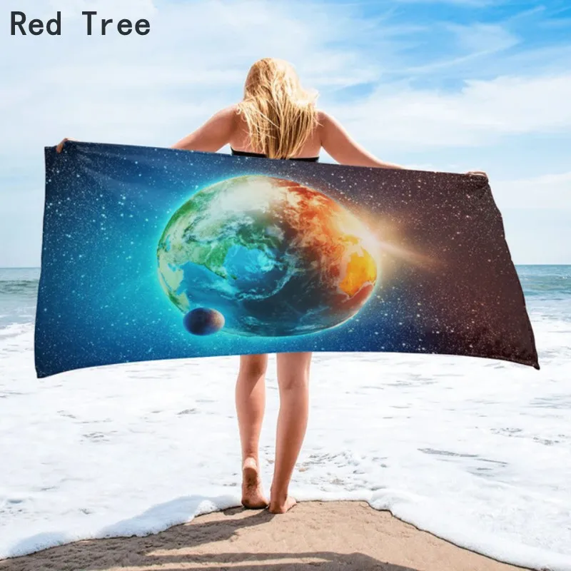 

Women Men Beach Swimming Towel Planet Earth Style Digital Pattern Printing Quick-Dry Soft Bathing Towels Sports Yoga Mat Textile