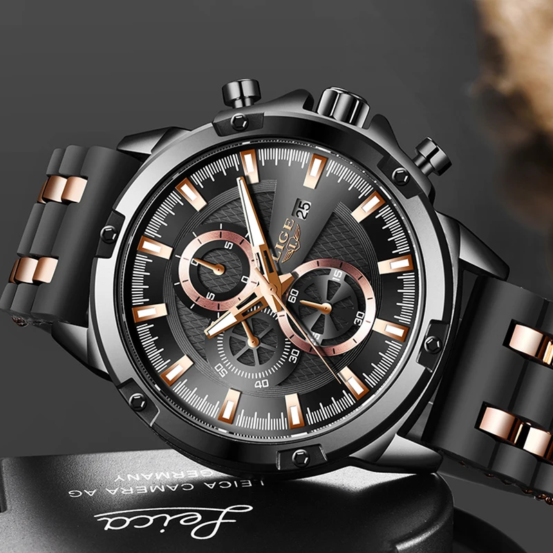 Мужские водонепроницаемые кварцевые часы с силиконовым ремешком в стиле