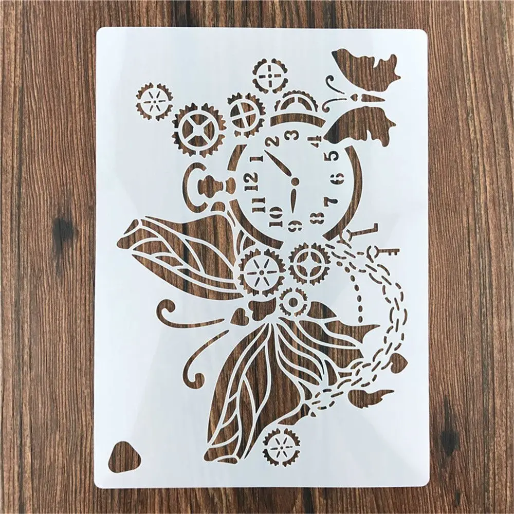 1 шт. милые часы Бабочка многоразовый трафарет для DIY штампованная скрапбукинга