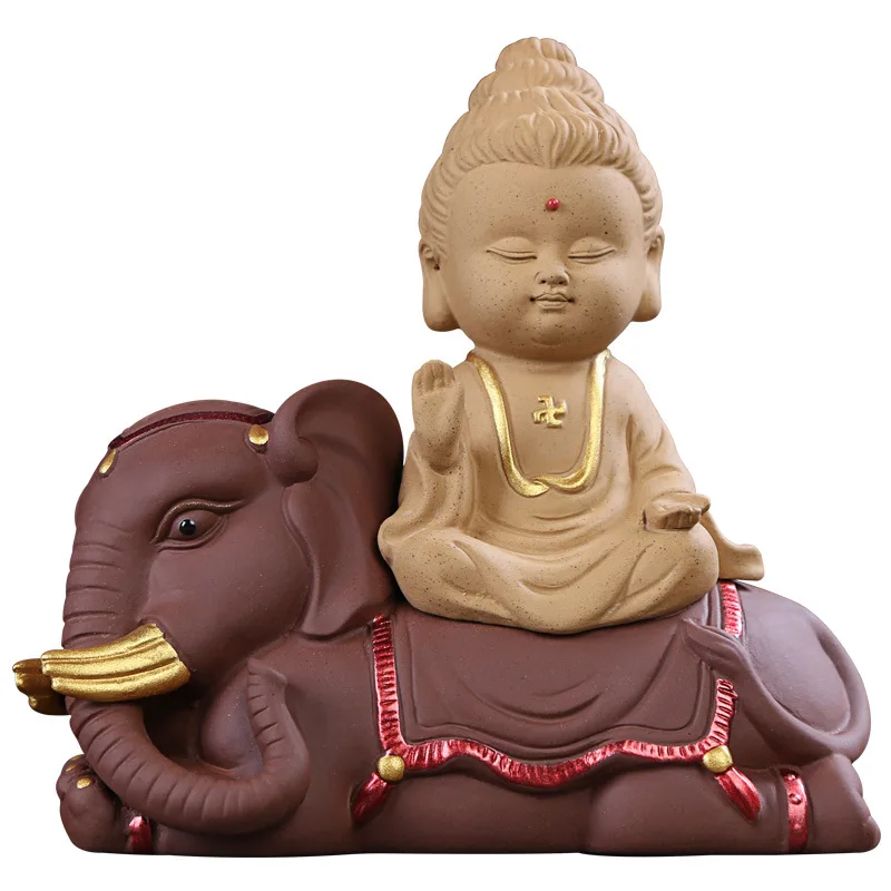 Китайский статуя будды фиолетовый песок ручной резной гуаньинь аксессуары для