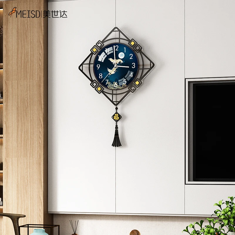 

MEISD Modern Wall Clock Creative Pendulum Quartz Watch Vintage Living Room Decoration Retro Horloge Blue Painting Free Shipping