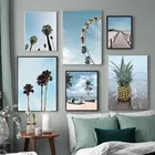 Настенный плакат с природным пейзажем, семейная картина с изображением синего пляжа, для украшения дома, гостиной