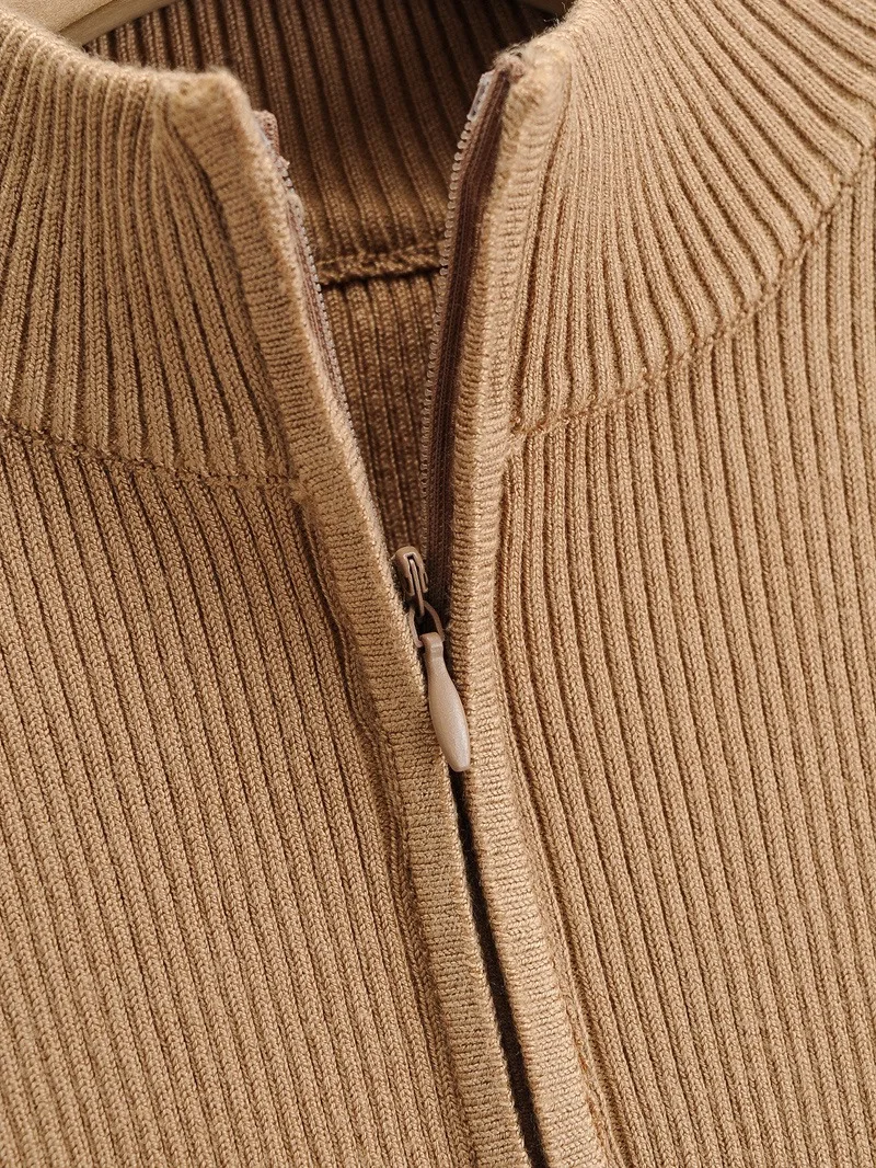 

Zipper Half Turtleneck Pullovers Women Tank Tops Sleeveless Skinny Elastic Knitted Femme Solid Spring Jumper High Quality Tops