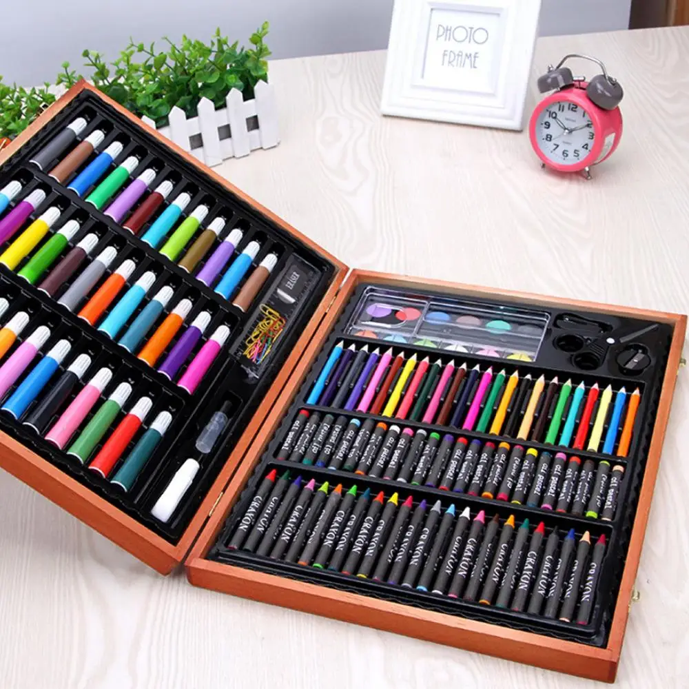 

150PCS Kids Creative Painting Colorful Marker/Crayons/Oil Pastels/Color Pencils/Watercolor Pen Pigment Set Drawing Graffiti Tool