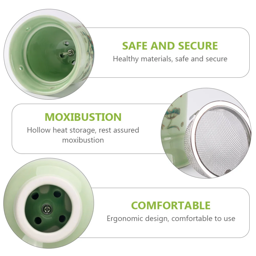 

1 Set of Moxibustion Pot Ceramic Moxibustion Can Portable Body Care Pot