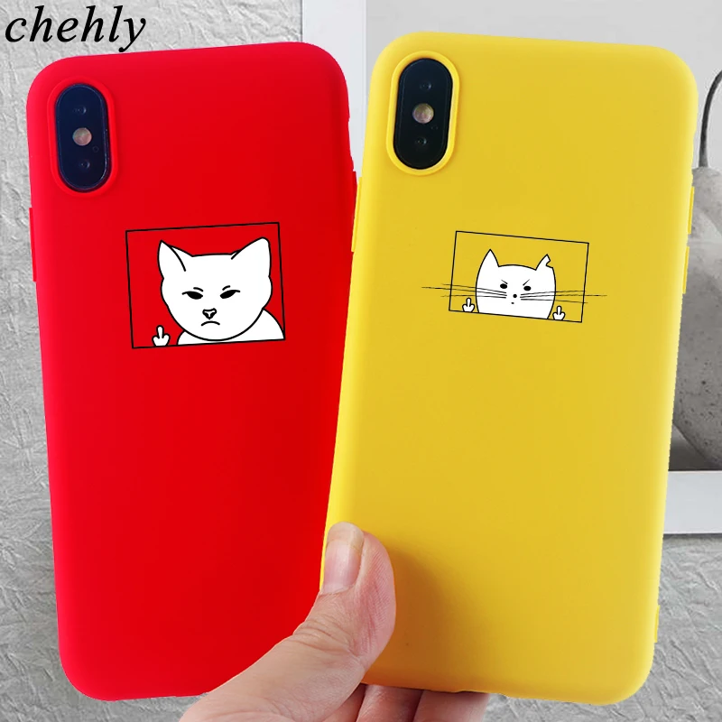Модный чехол для телефона IPhone 6s 7 8 11 Plus Pro X XS MAX XR чехлы со смешным котом Мягкие