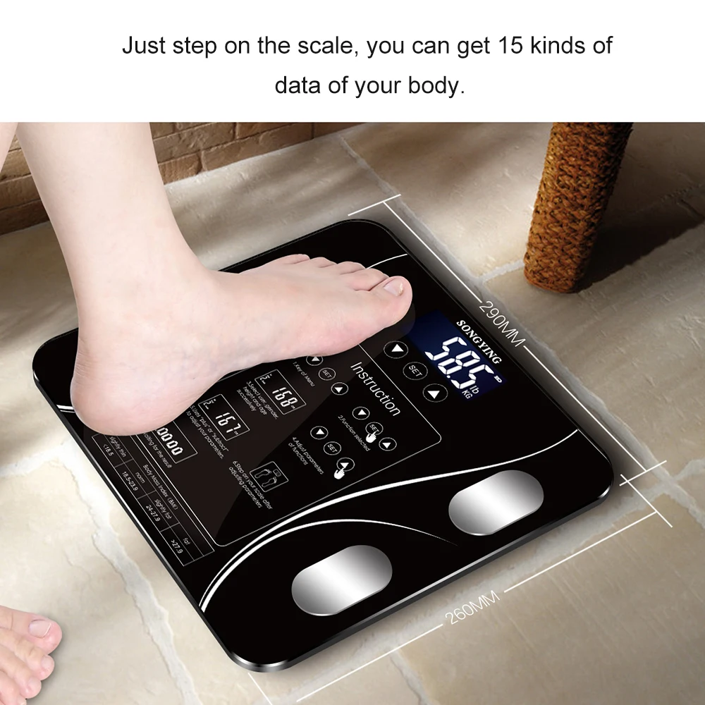 

Body Fat Scales Intelligent Electronic Weight Scale High Precision Digital BMI Scale Water Mass Health Body Composition Analyzer