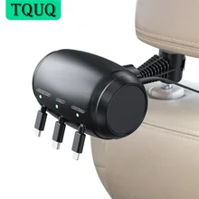TQUQ Multi Car Headrest Backseat Retractable Cord 3 in 1 Power Charging Station Car Charger USB For iPhone Xiaomi Huawei