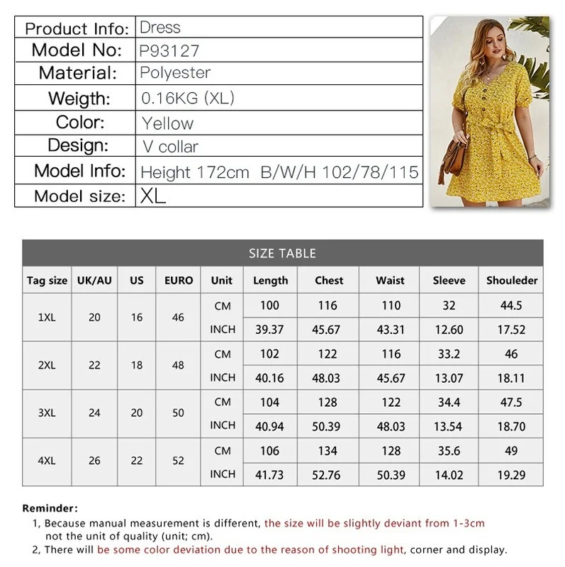 

WYWMYPlus Size Dress Floral Print Women Sexy V Neck Boho Beach Short Sleeve A Line Mini Dresses Wrap Sundress Robe 2021 Summer