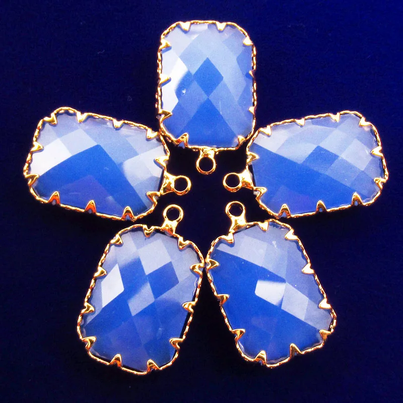 5 шт. обернутый граненый синий нефрит продолговатый кулон бисер|Подвески| |