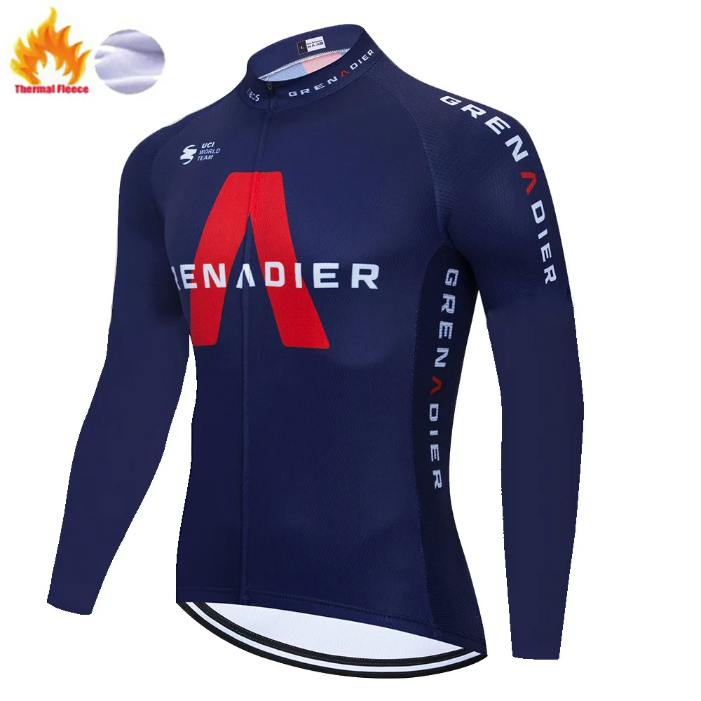 2020 pro team grenadier Велоспорт Джерси с длинным рукавом Зимний термальный флис гоночный