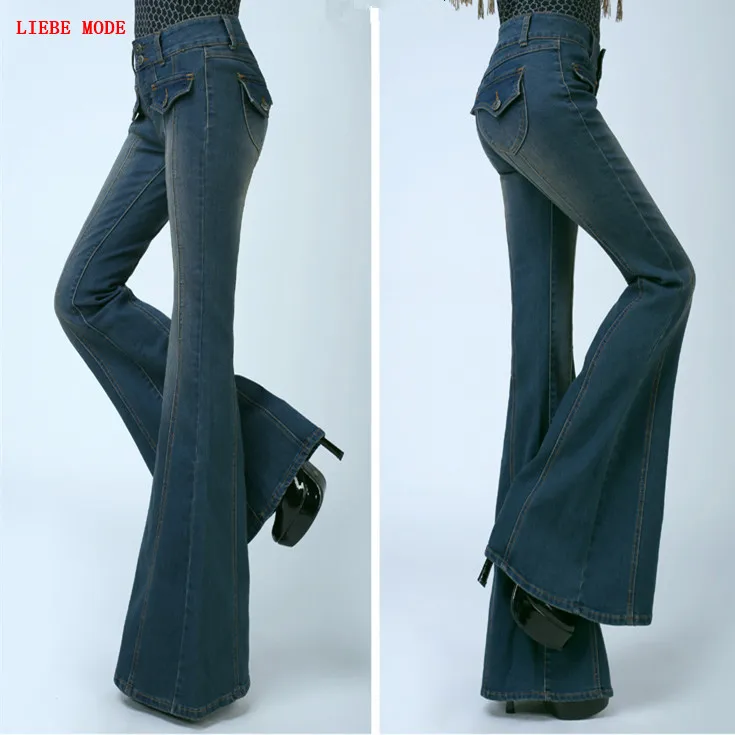 

Womens Flare Push Up Jeans Vintage Wide Bell Bottom Skinny Jeans Women Slim Leg Denim Pants Woman High Waist Flared Jeans Femme