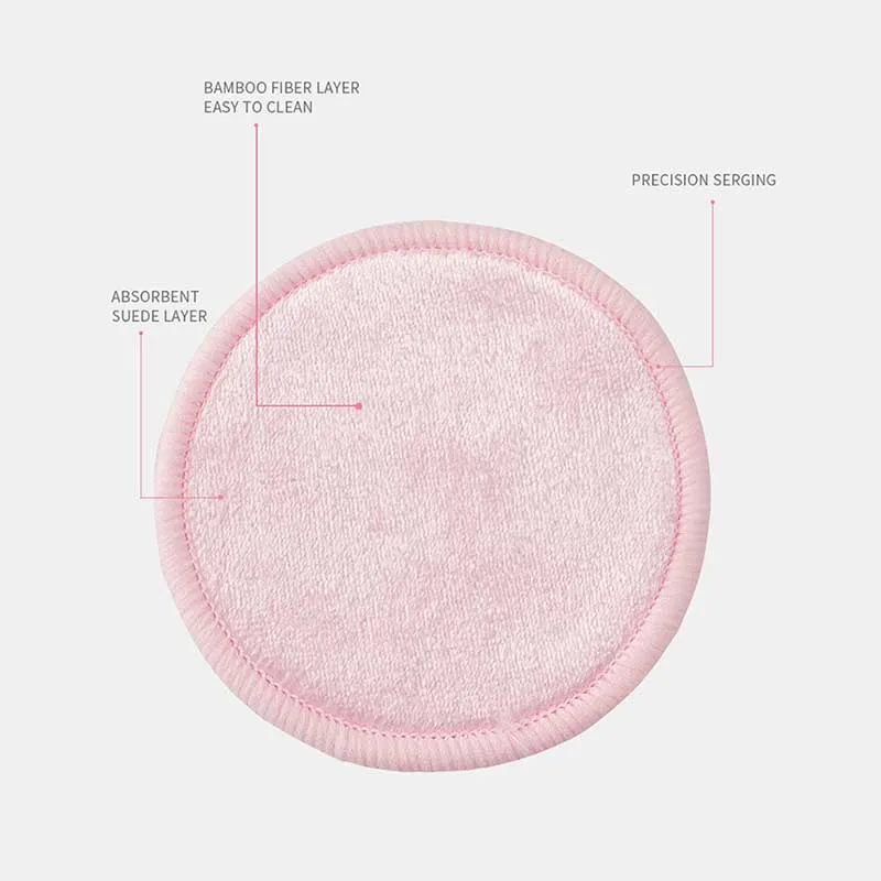 

Reusable Bamboo Makeup Remover Pads 12pcs/Pack Washable Rounds Cleansing Facial Cotton Make Up Removal Pads Tool