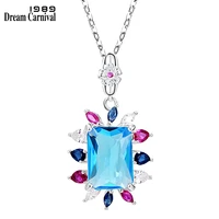 dreamcarnival1989 new 14mm big zircon pendant necklace women fine cut birthday gift russia french color fashion jewelry wp6908bl