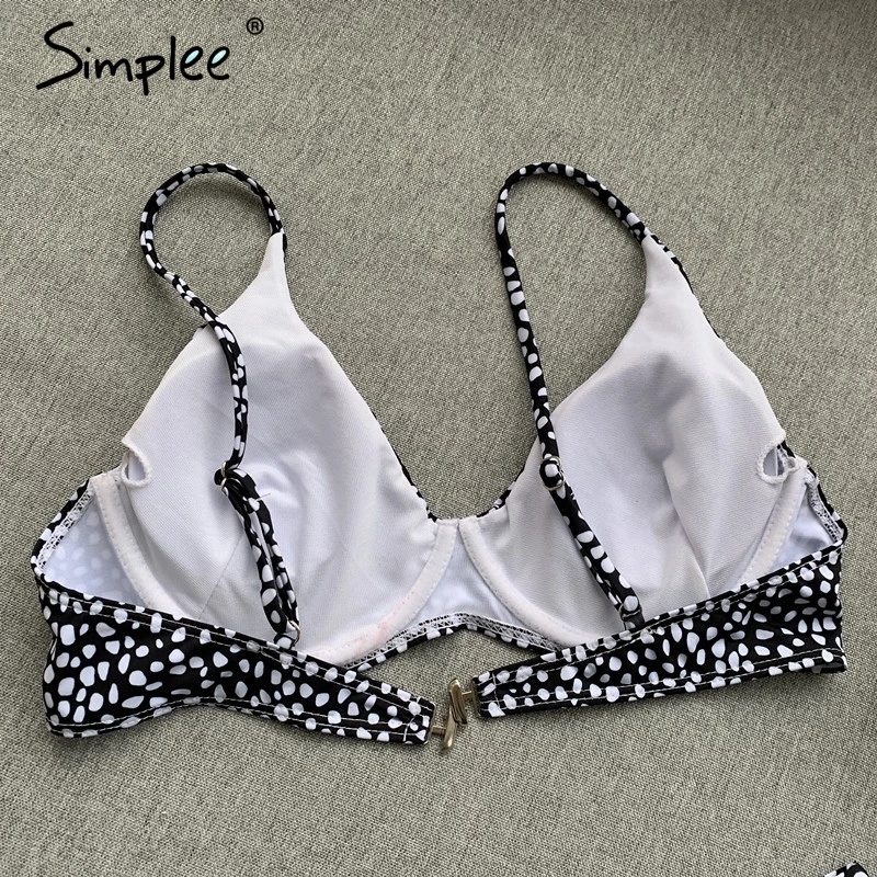 Женский купальник Simplee c пуш ап привлекательное бикини с принтом в горошек