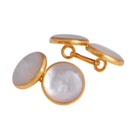 a pair of cufflinks spot senior banquet party suitable for wearing round natural pearl shell chain double sided