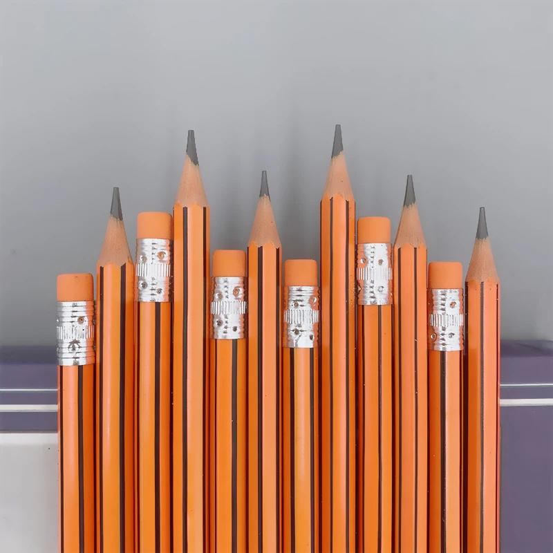 12 шт./лот DIY милый пластиковый черный прочный карандаш для рисования HB в полоску