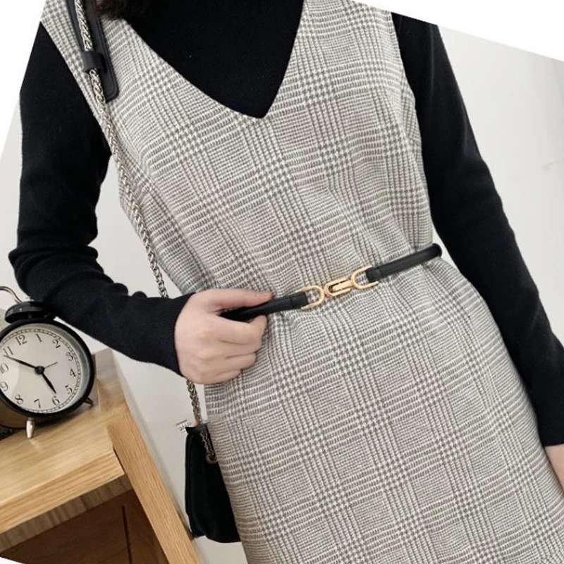 

Adjustable PU Leather Ladies Dress Belts Retro Buckle Belts Trendy All-match Decorative Belts Solid Color Simplicity Women Belt