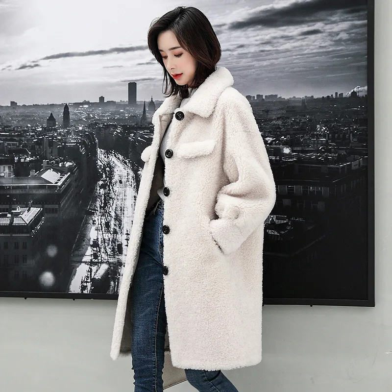 Женская зимняя верхняя одежда с мехом новинка 2019 года пальто из зернистой