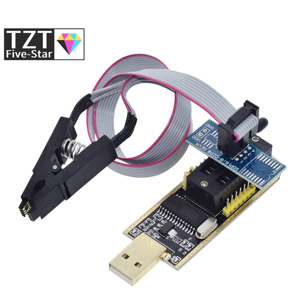 1 шт. CH341A 24 25 серия EEPROM Flash BIOS USB программатор модуль + SOIC8 SOP8 тестовый зажим для 93CXX /
