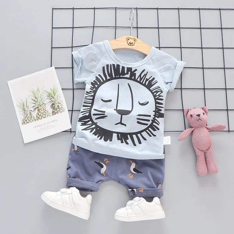 

summer new children's clothing kids Sets boy casual cartoon t-shirt + shorts 2 pieces baby boy clothes