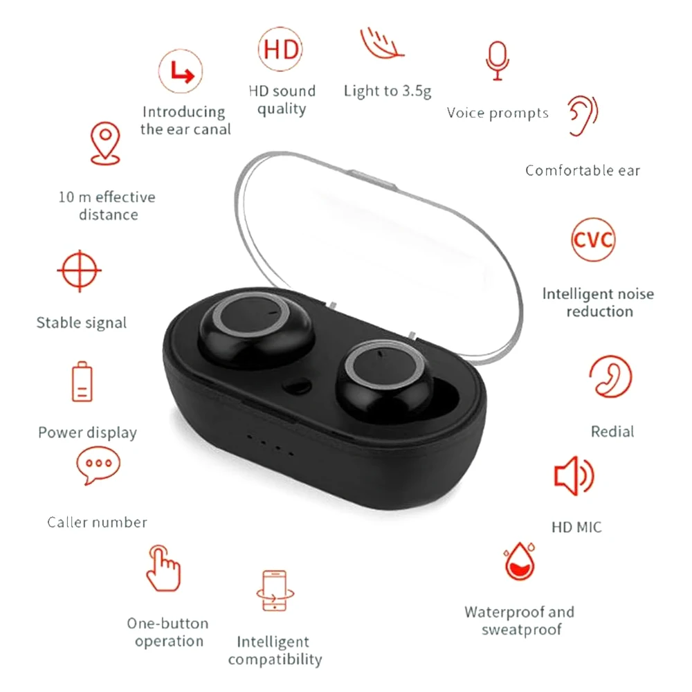 BTH i30 Bluetooth наушники Невидимые Беспроводные Сенсорное управление Спортивная