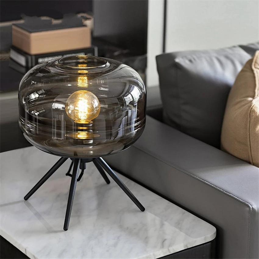 Скандинавские настольные лампы стеклянные художественные прикроватные